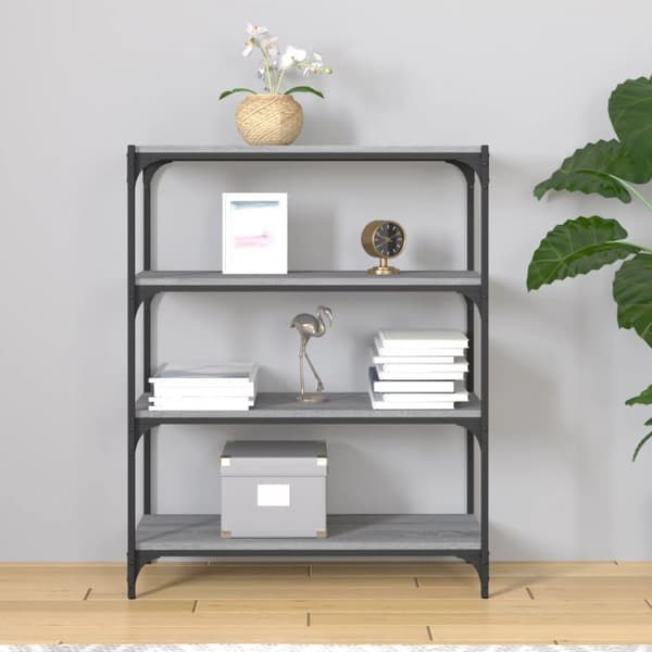 vidaXL bogreol 80x33x100 cm konstrueret træ og stål grå sonoma-eg