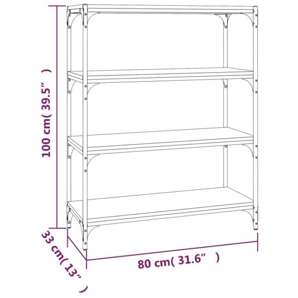 vidaXL bogreol 80x33x100 cm konstrueret træ og stål grå sonoma-eg