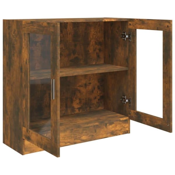 vidaXL Vitrinskåp rökfärgad ek 82,5x30,5x80 cm konstruerat trä