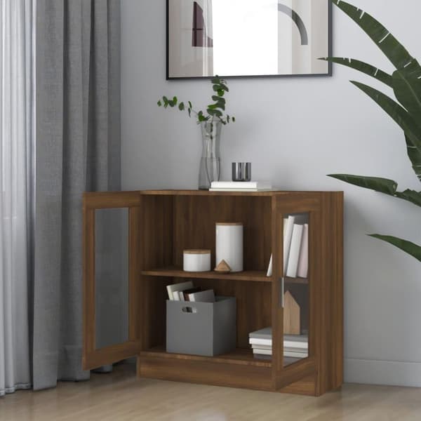 vidaXL Vitrineskap brun eik 82,5x30,5x80 cm konstruert tre