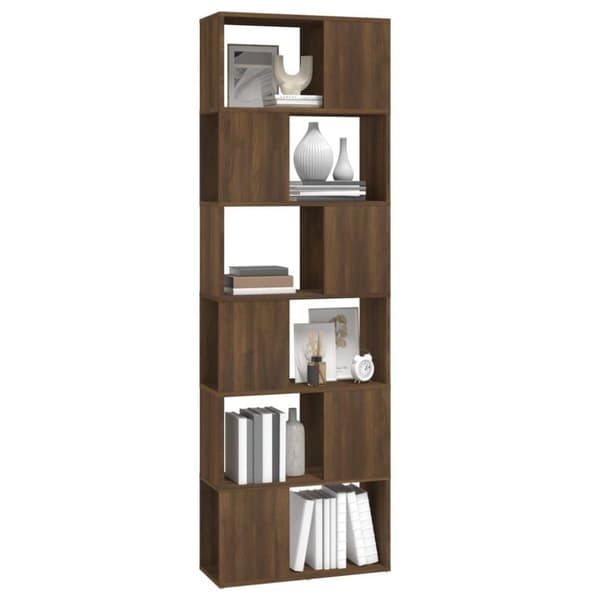 vidaXL Bokhylle/romdeler brun eik 60x24x186 cm