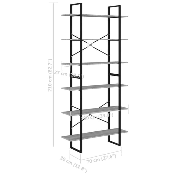 vidaXL reol 100x30x210 cm konstrueret træ grå sonoma-eg