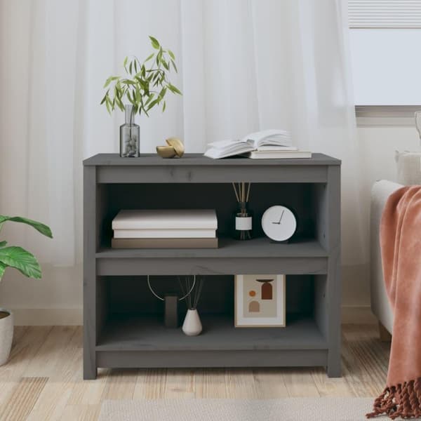 vidaXL bogreol 80x35x68 cm massivt fyrretræ grå