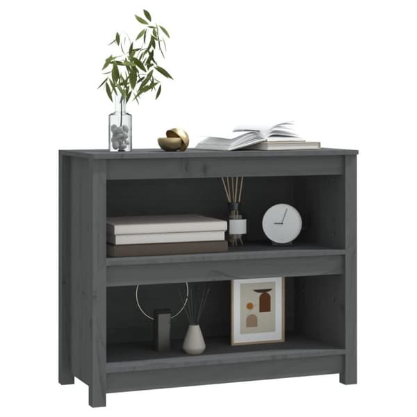 vidaXL bogreol 80x35x68 cm massivt fyrretræ grå