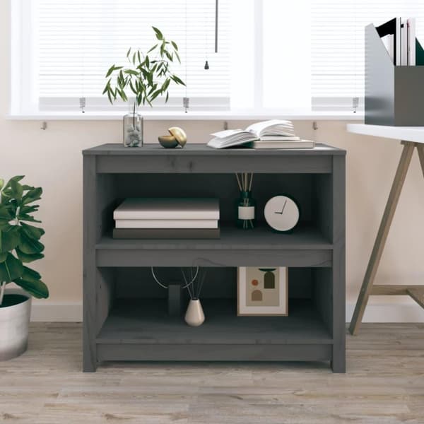 vidaXL bogreol 80x35x68 cm massivt fyrretræ grå