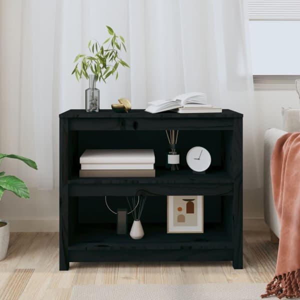 vidaXL bogreol 80x35x68 cm massivt fyrretræ sort