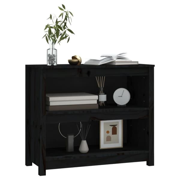 vidaXL bogreol 80x35x68 cm massivt fyrretræ sort