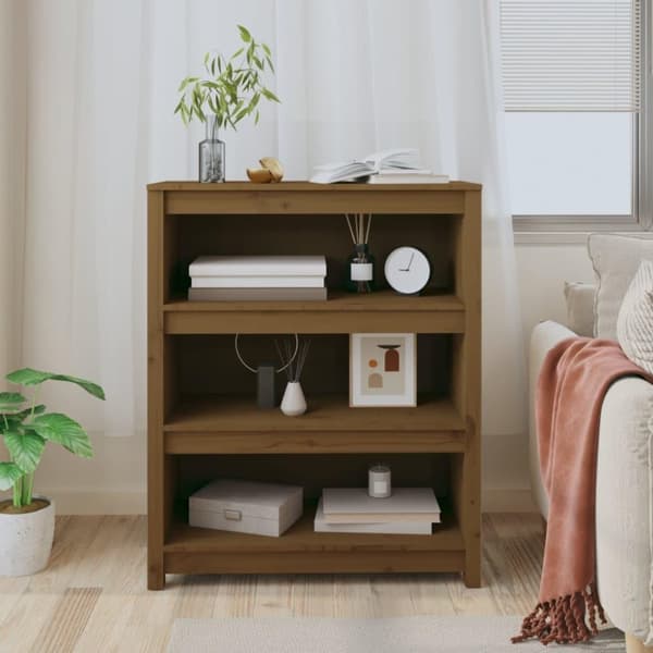 vidaXL Bokhylla honungsbrun 80x35x97 cm massiv furu
