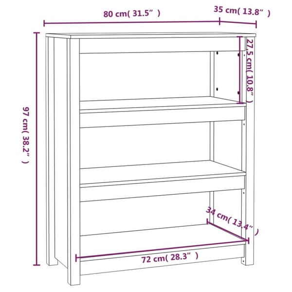 vidaXL Bokhylla honungsbrun 80x35x97 cm massiv furu