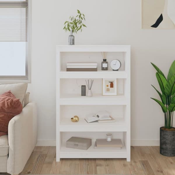 vidaXL Bokhylle hvit 80x35x126 cm heltre furu