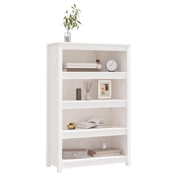 vidaXL Bokhylle hvit 80x35x126 cm heltre furu