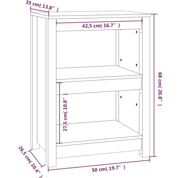 vidaXL Bokhylle 50x35x68 cm heltre furu