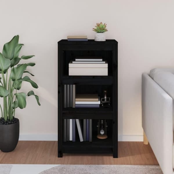 vidaXL Bokhylla svart 50x35x97 cm massiv furu