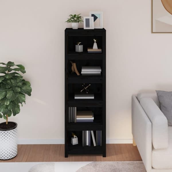 vidaXL Bokhylle svart 50x35x154 cm heltre furu
