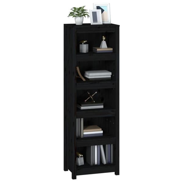 vidaXL Bokhylle svart 50x35x154 cm heltre furu