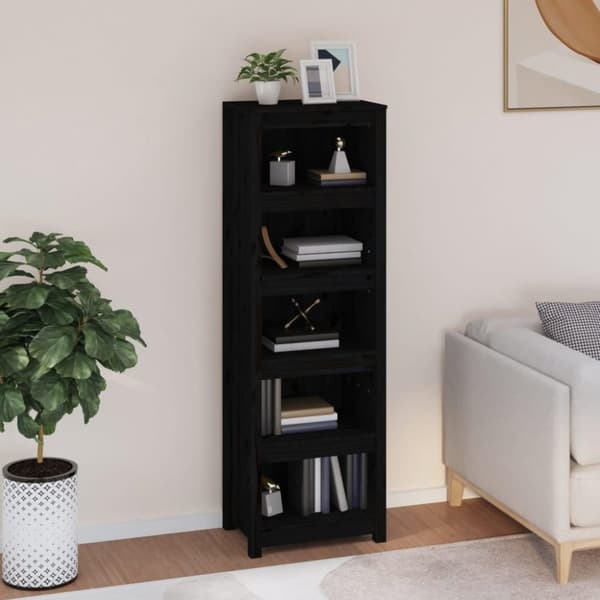 vidaXL Bokhylle svart 50x35x154 cm heltre furu
