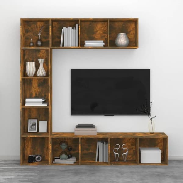 vidaXL Bokhyller/TV-skap 3 stk røkt eik 180x30x180 cm