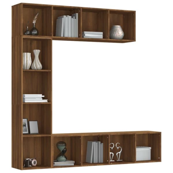 vidaXL Bokhyller/TV-skap 3 stk brun eik 180x30x180 cm