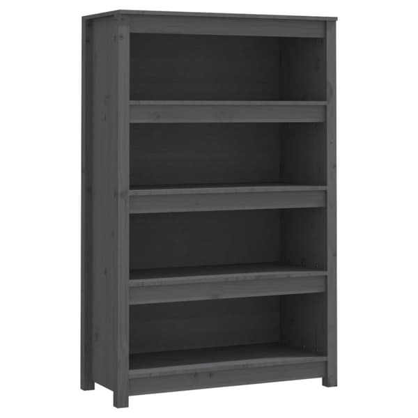 vidaXL bogreol 80x35x126 cm massivt fyrretræ grå