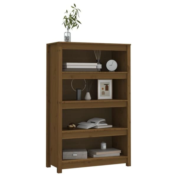 vidaXL bogreol 80x35x126 cm massivt fyrretræ gyldenbrun