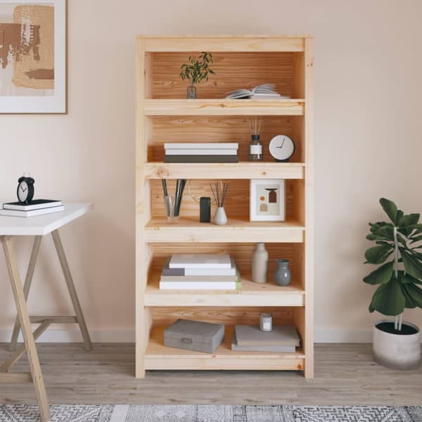 vidaXL bogreol 80x35x126 cm massivt fyrretræ