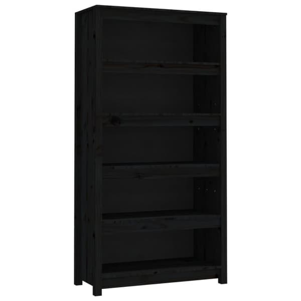 vidaXL bogreol 80x35x154 cm massivt fyrretræ sort