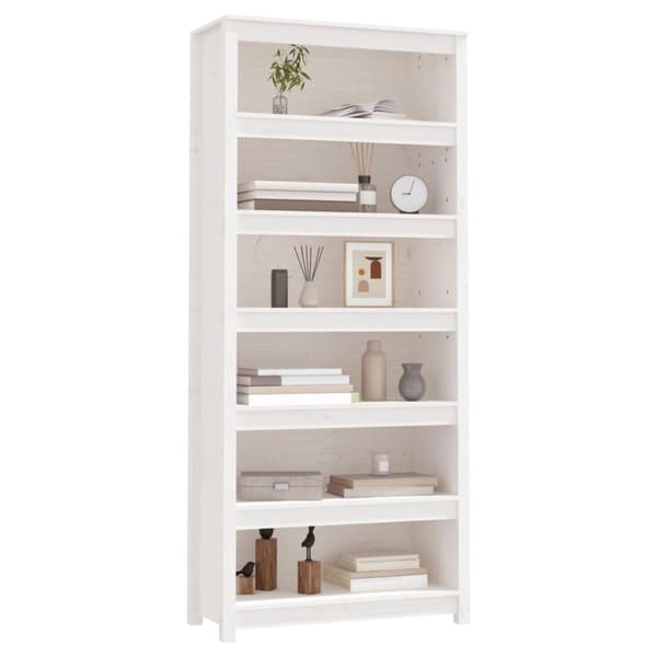 vidaXL bogreol 80x35x183 cm massivt fyrretræ hvid