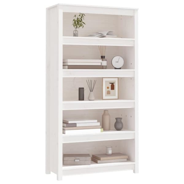 vidaXL bogreol 80x35x154 cm massivt fyrretræ hvid