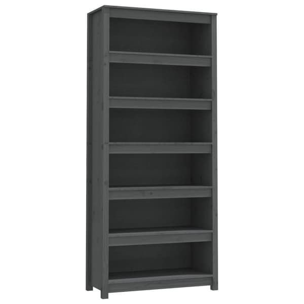 vidaXL bogreol 80x35x183 cm massivt fyrretræ grå