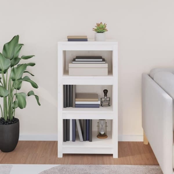 vidaXL bogreol 50x35x97 cm massivt fyrretræ hvid