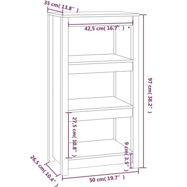 vidaXL bogreol 50x35x97 cm massivt fyrretræ hvid
