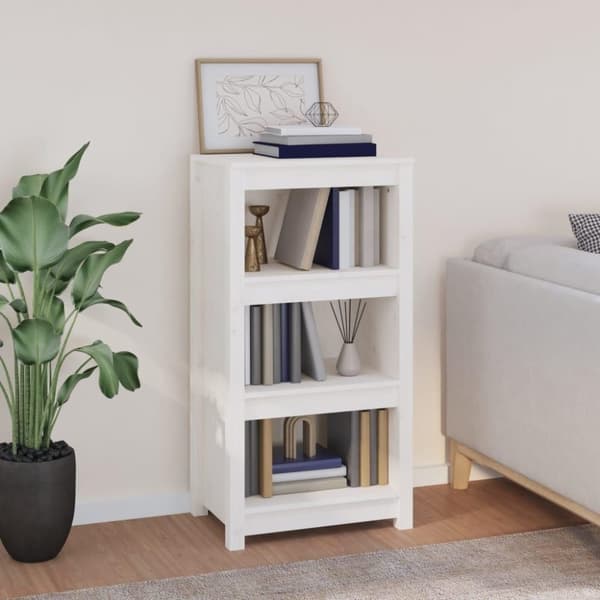 vidaXL bogreol 50x35x97 cm massivt fyrretræ hvid