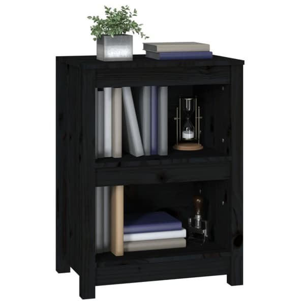 vidaXL bogreol 50x35x68 cm massivt fyrretræ sort