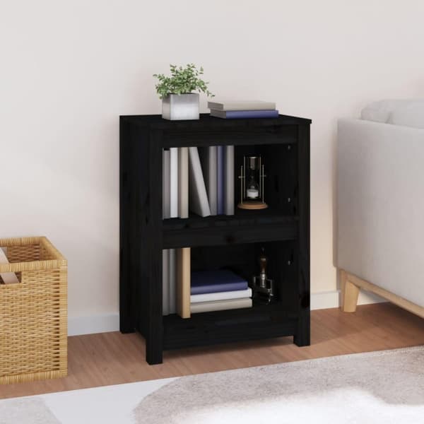 vidaXL bogreol 50x35x68 cm massivt fyrretræ sort