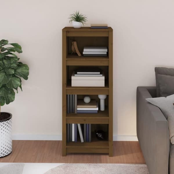 vidaXL bogreol 50x35x125,5 cm massivt fyrretræ gyldenbrun