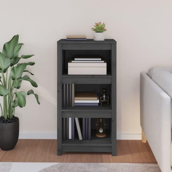 vidaXL bogreol 50x35x97 cm massivt fyrretræ grå