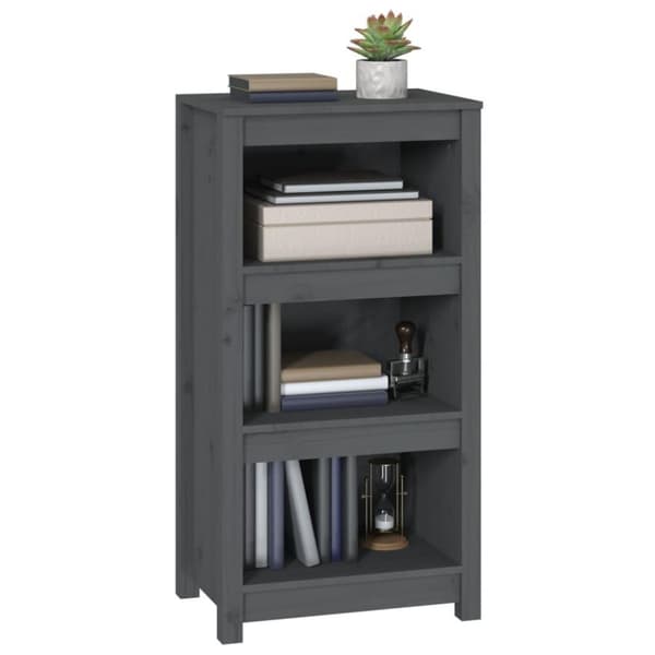 vidaXL bogreol 50x35x97 cm massivt fyrretræ grå