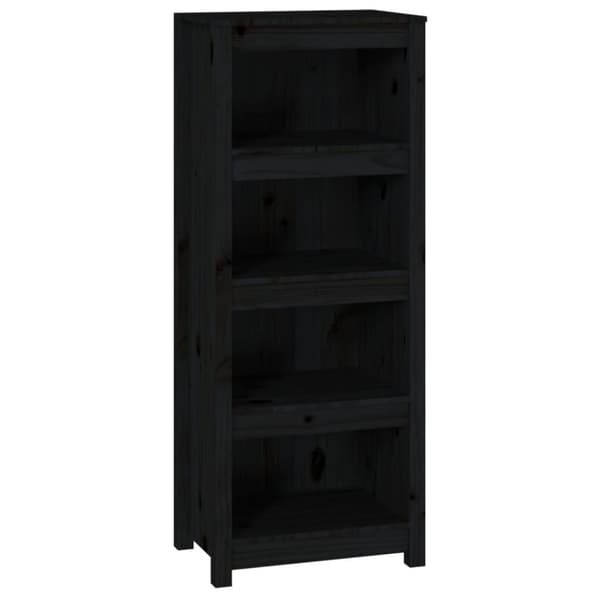 vidaXL bogreol 50x35x125,5 cm massivt fyrretræ sort