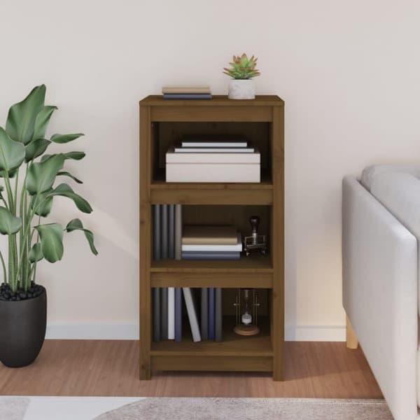 vidaXL bogreol 50x35x97 cm massivt fyrretræ gyldenbrun