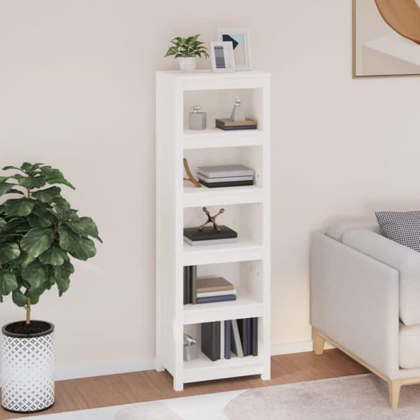 vidaXL bogreol 50x35x154 cm massivt fyrretræ hvid