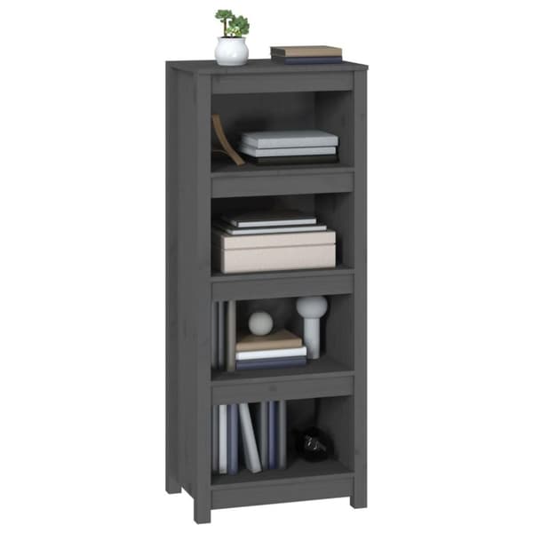 vidaXL bogreol 50x35x125,5 cm massivt fyrretræ grå