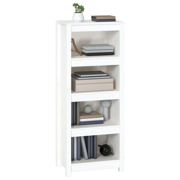 vidaXL bogreol 50x35x125,5 cm massivt fyrretræ hvid