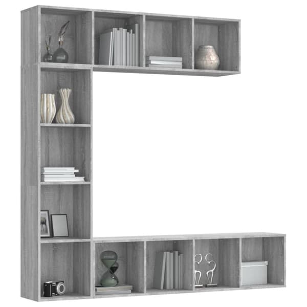 vidaXL bogreol/tv-skabe 3 dele 180x30x180 cm grå sonoma-eg