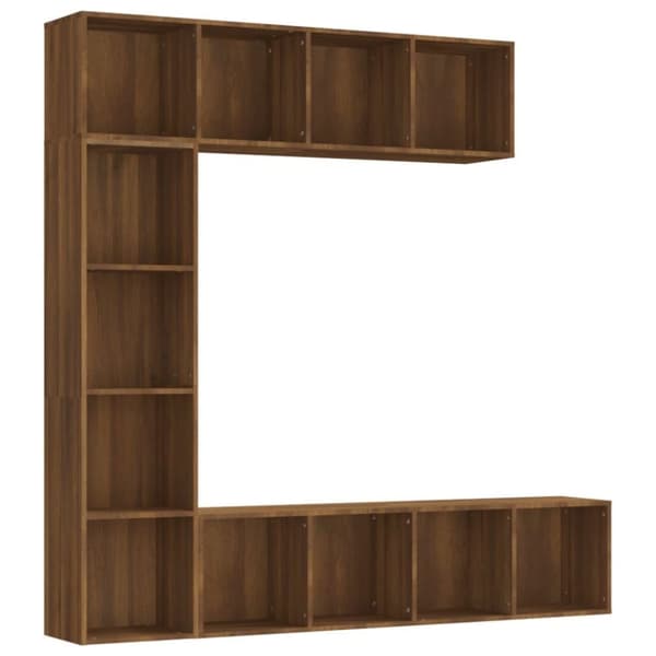 vidaXL bogreol/tv-skabe 3 dele 180x30x180 cm brun egetræsfarve