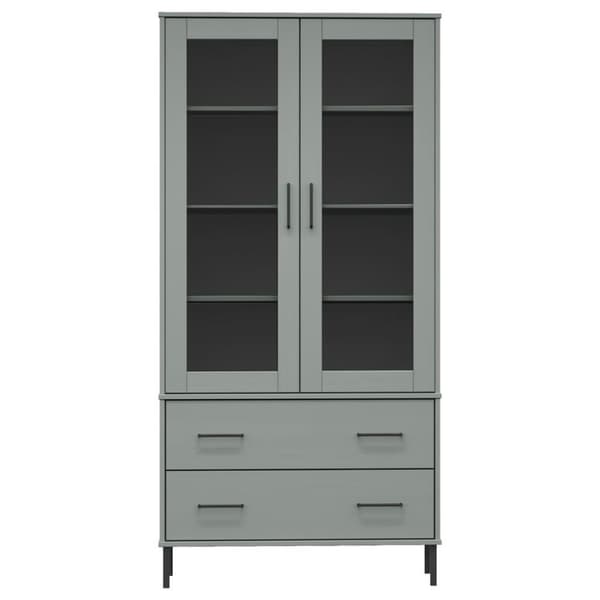 vidaXL Bokhylle med metallben grå 85x35x172,5 cm heltre OSLO