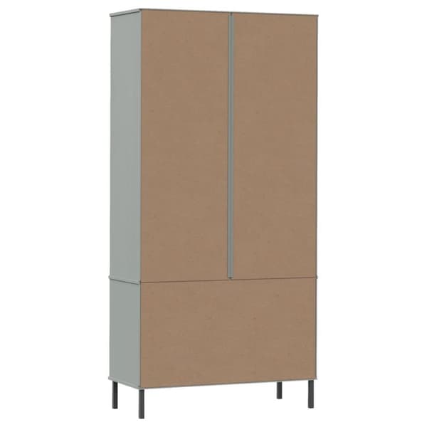 vidaXL Bokhylle med metallben grå 85x35x172,5 cm heltre OSLO