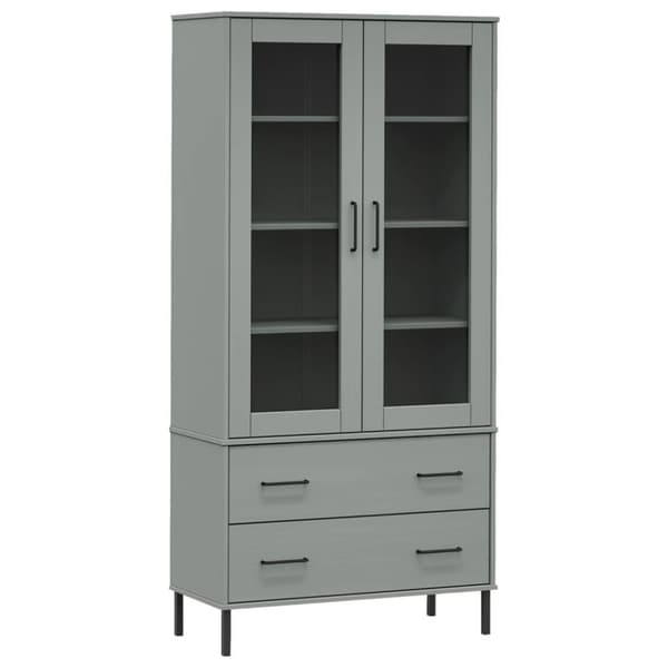 vidaXL Bokhylle med metallben grå 85x35x172,5 cm heltre OSLO