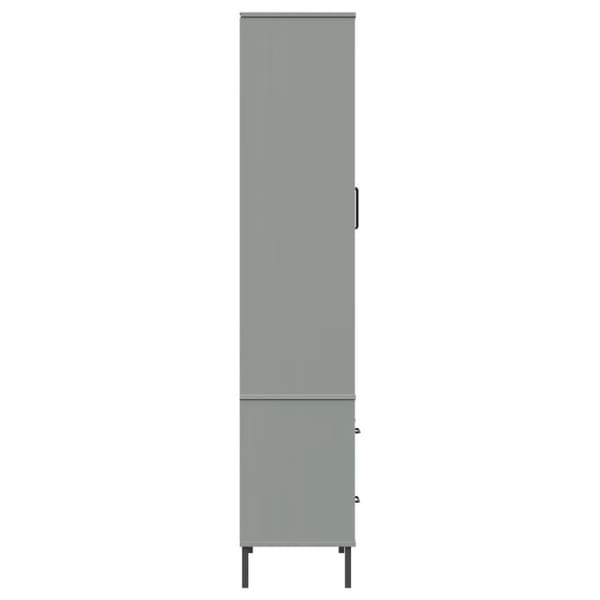 vidaXL bogskab med metalben OSLO 85x35x172,5 cm massivt træ grå