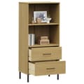 Miniatyrbillede 3 af 9: vidaXL bogreol med 2 skuffer OSLO 60x35x128,5 cm massivt træ brun