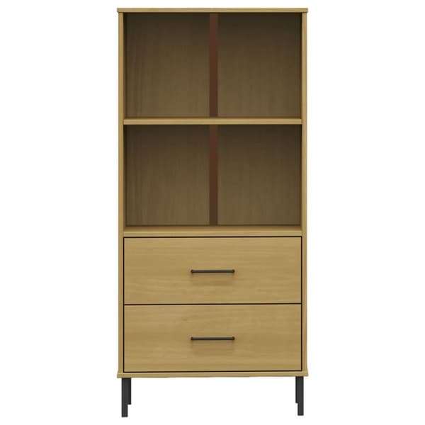 vidaXL bogreol med 2 skuffer OSLO 60x35x128,5 cm massivt træ brun